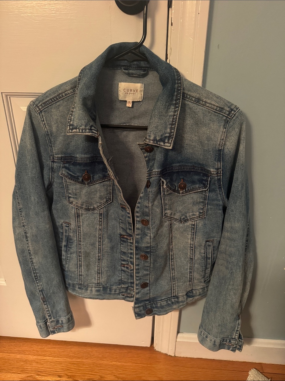 Curve Light Wash Denim Jacket for Women